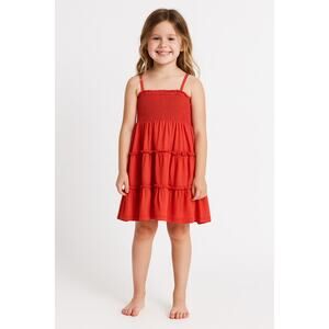 Sweet & Soft Girls Coral Tiered Smocked Sundress - Size 6X, Excellent Condition